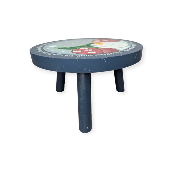 NWOT Wooden Painted Snowman 3 Legged Stool - Picture 7 of 13